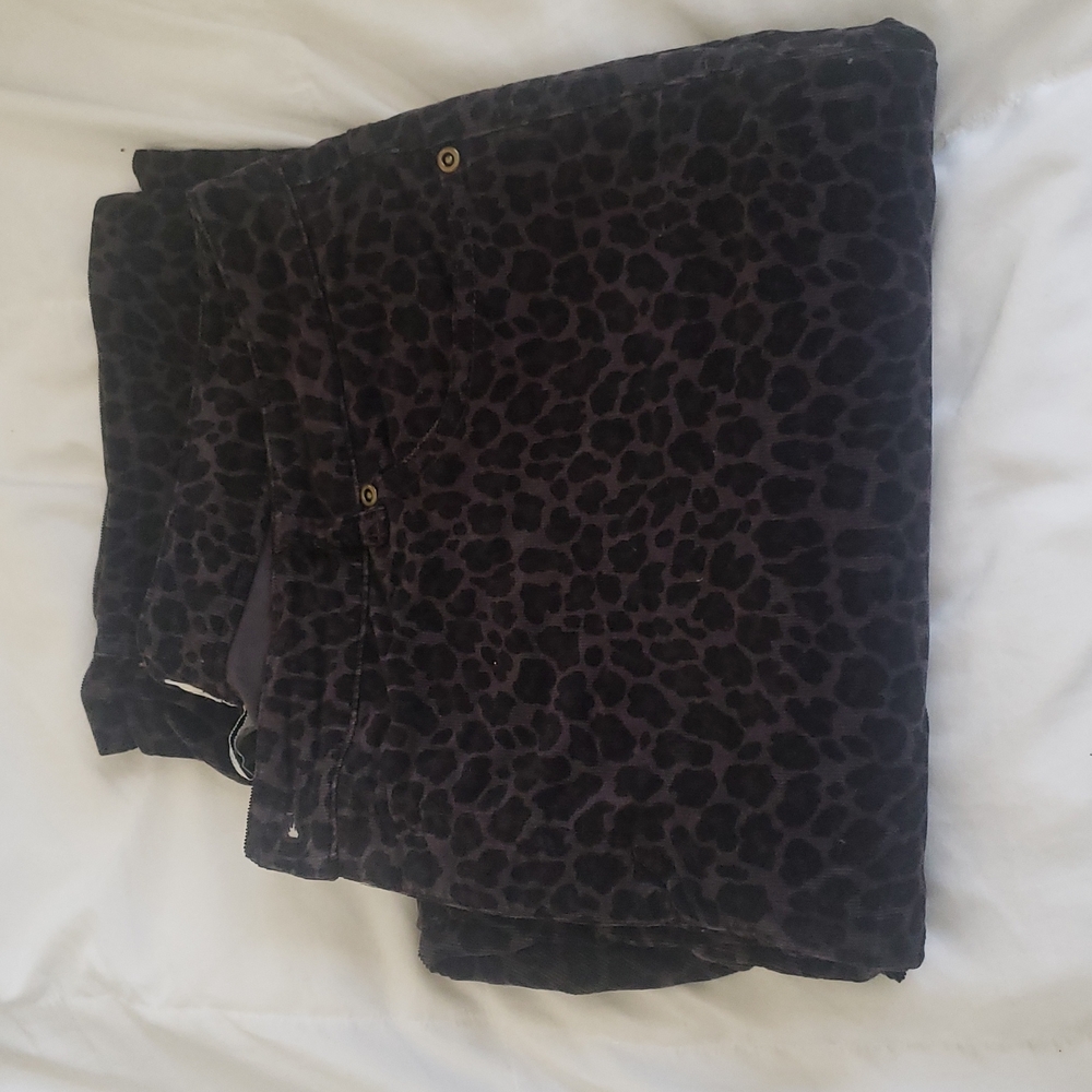 Charter Club classic fit corduroy pants - black leopard - size 16.